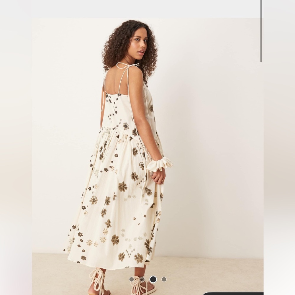 ASOS DESIGN dropped waist maxi dress in print mono floral